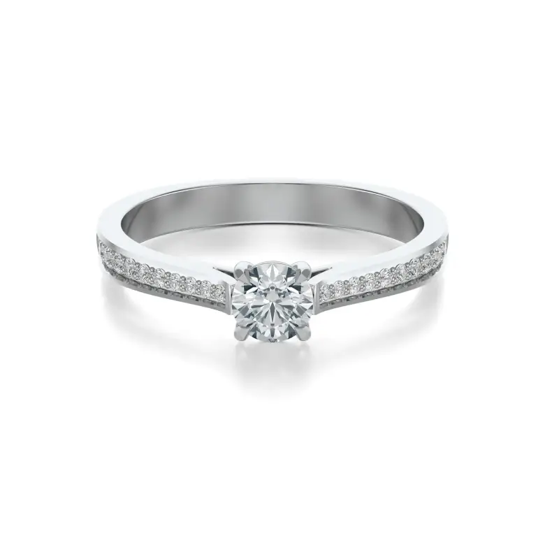 Pierścionek białe złoto z diamentami